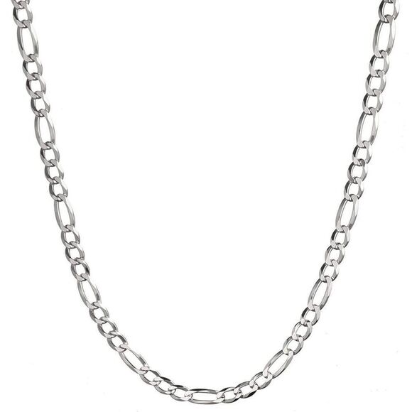 22" Stainless Steel 4mm Figaro Mask Chain Necklace - Picture 1 of 4